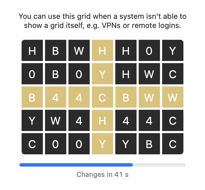 Show Grid window in light mode with the grid and a countdown bar until it changes.