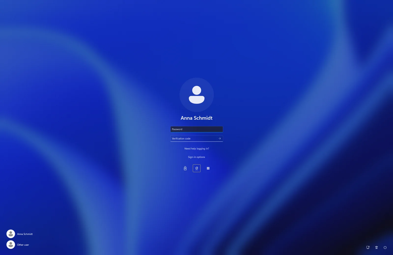 Écran de connexion Windows avec l’application d’authentification sélectionnée, un champ de mot de passe et un champ pour le code de vérification